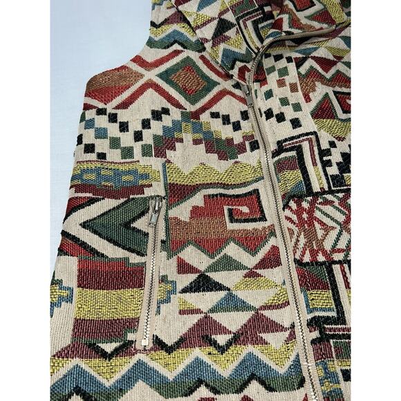 Aztec Vest Women’s Size Small Southwestern Tapestry West 36th Diagonal Zip Rodeo - Picture 7 of 13